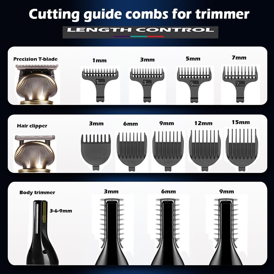Cortadora de barba para hombres, cortadora de pelo inalámbrica, afeitadoras eléctricas para hombres, kit de aseo impermeable todo en uno para