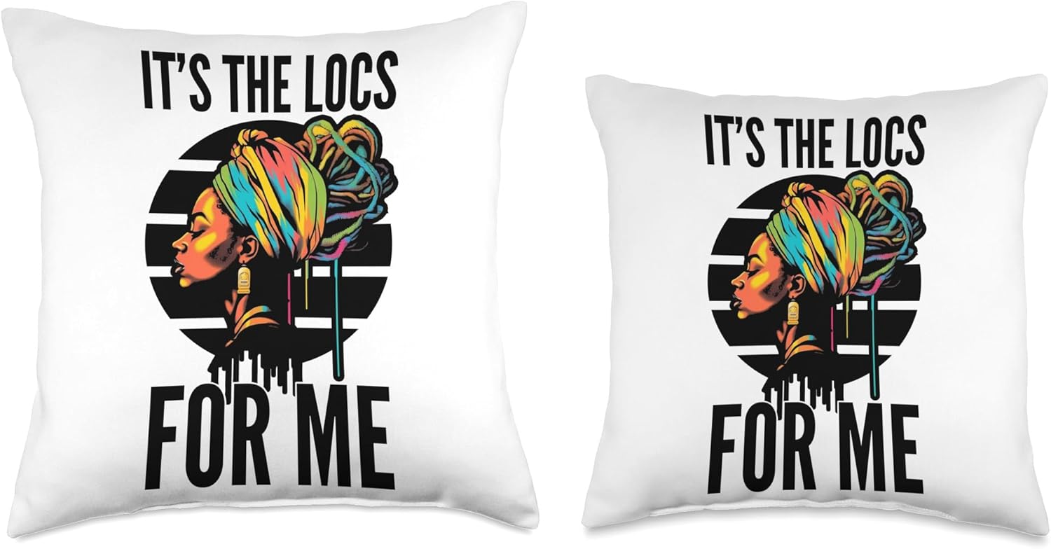 Locs Afro Dreadlocks Love Natural Beauty Hair It’s the Locs for Me Afro Hair Black American African Girl Throw Pillow, 18×18, Multicolor