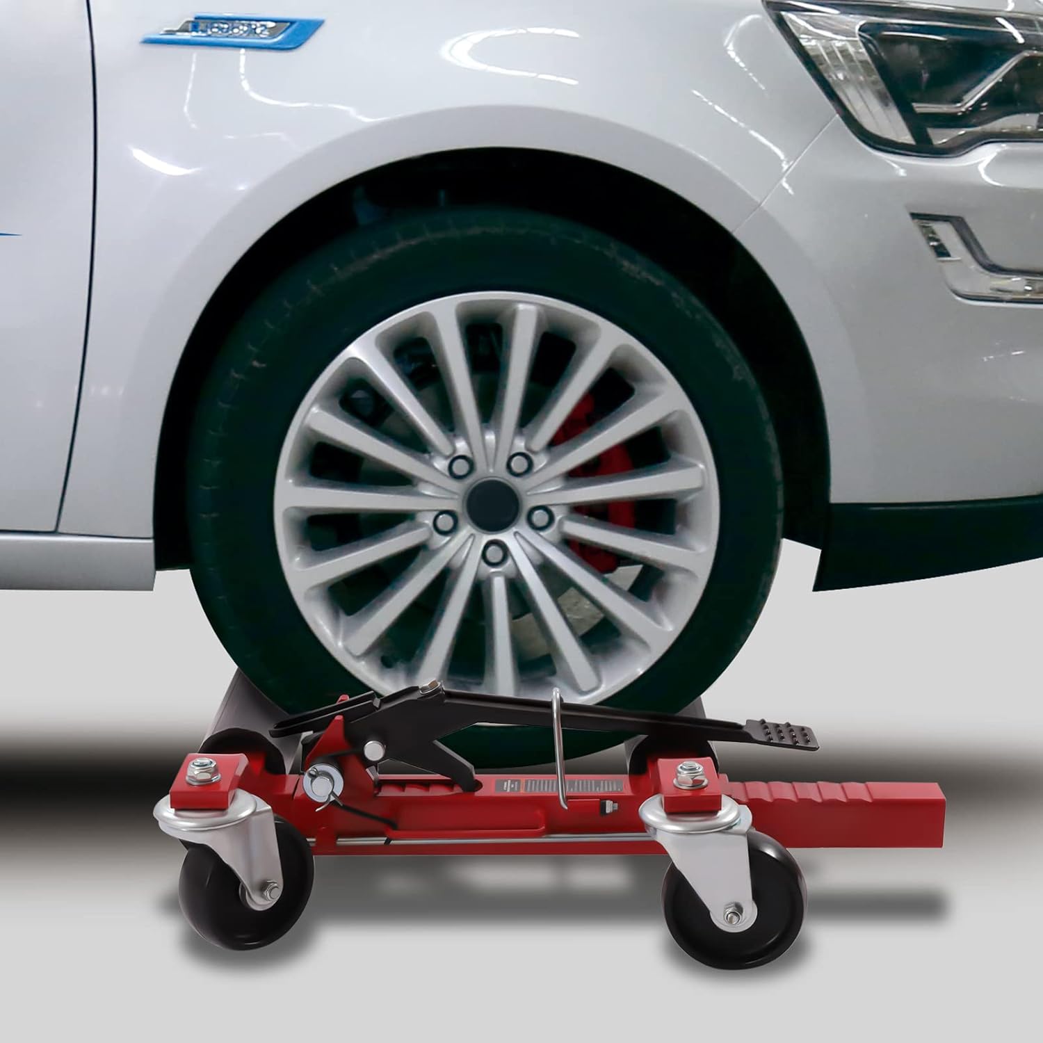 LENJKYYO Carretilla de rueda de automóvil, gato hidráulico de alta resistencia, 1300 libras, carrito de carga automática con pedal de trinquete,