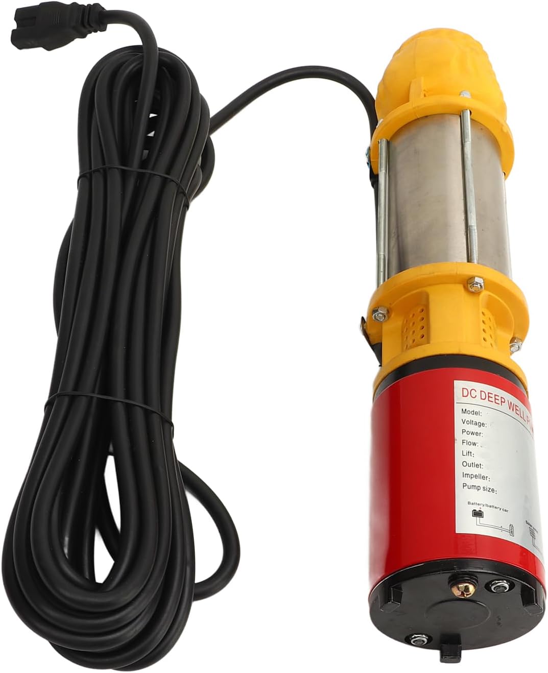 Bomba de pozo profundo DC 400W 59.1 ft Lift Bomba de pozo profundo sumergible solar de gran flujo con junta de salida de 1 pulgada 1.5 pulgadas 2