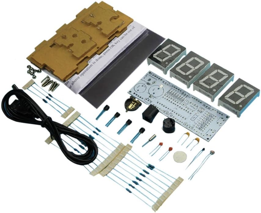 Kit de reloj digital DIY 4 dígitos LED reloj electrónico pantalla grande con caja transparente LED azul