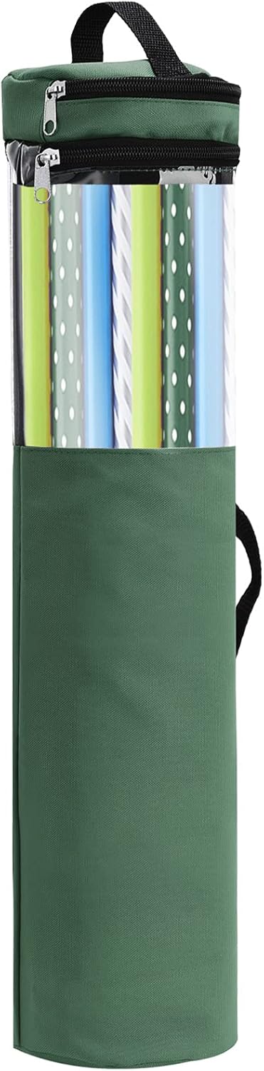 TITA-DONG Bolsa de almacenamiento de papel de regalo, organizador de papel de regalo con asas y cremallera que se adapta a 40 rollos con sección