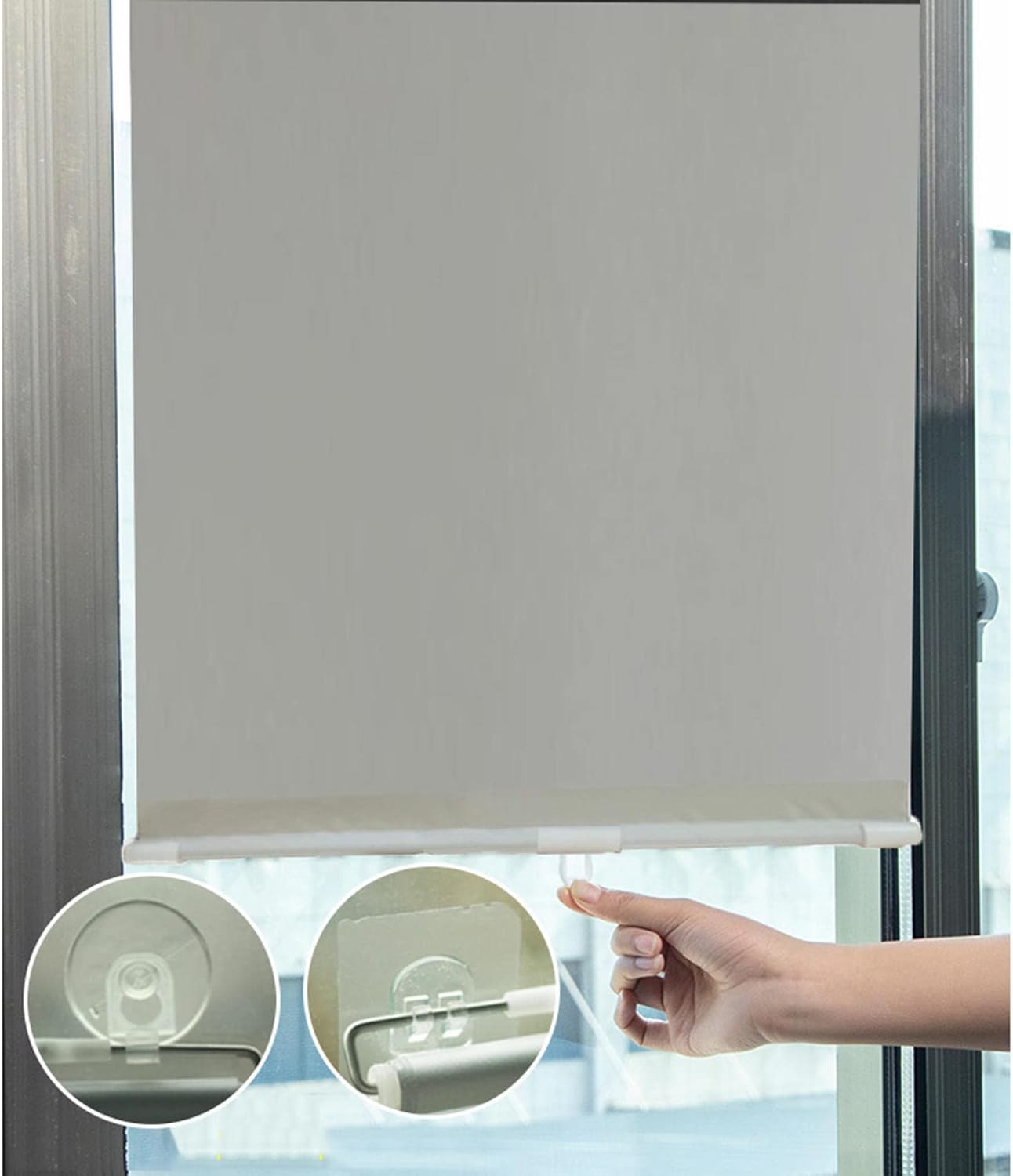 Persianas enrollables opacas con ventosas, cortinas opacas sin taladrar, persianas enrollables retráctiles para ventanas y puertas, protector