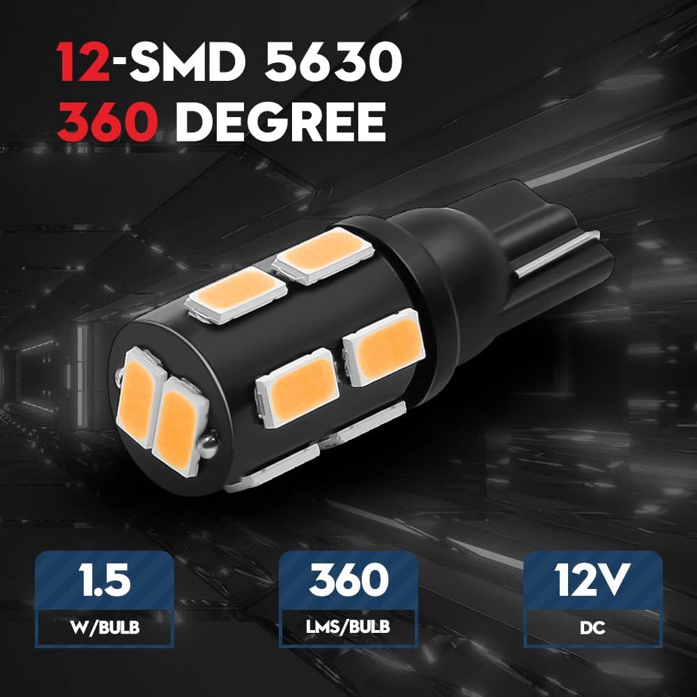 VEHICODE Bombilla LED de 12 V 921 922 912 906 suave blanco cálido 579 904 916 918 Kit de repuesto de luz interior para caravana, cámper, remolque,