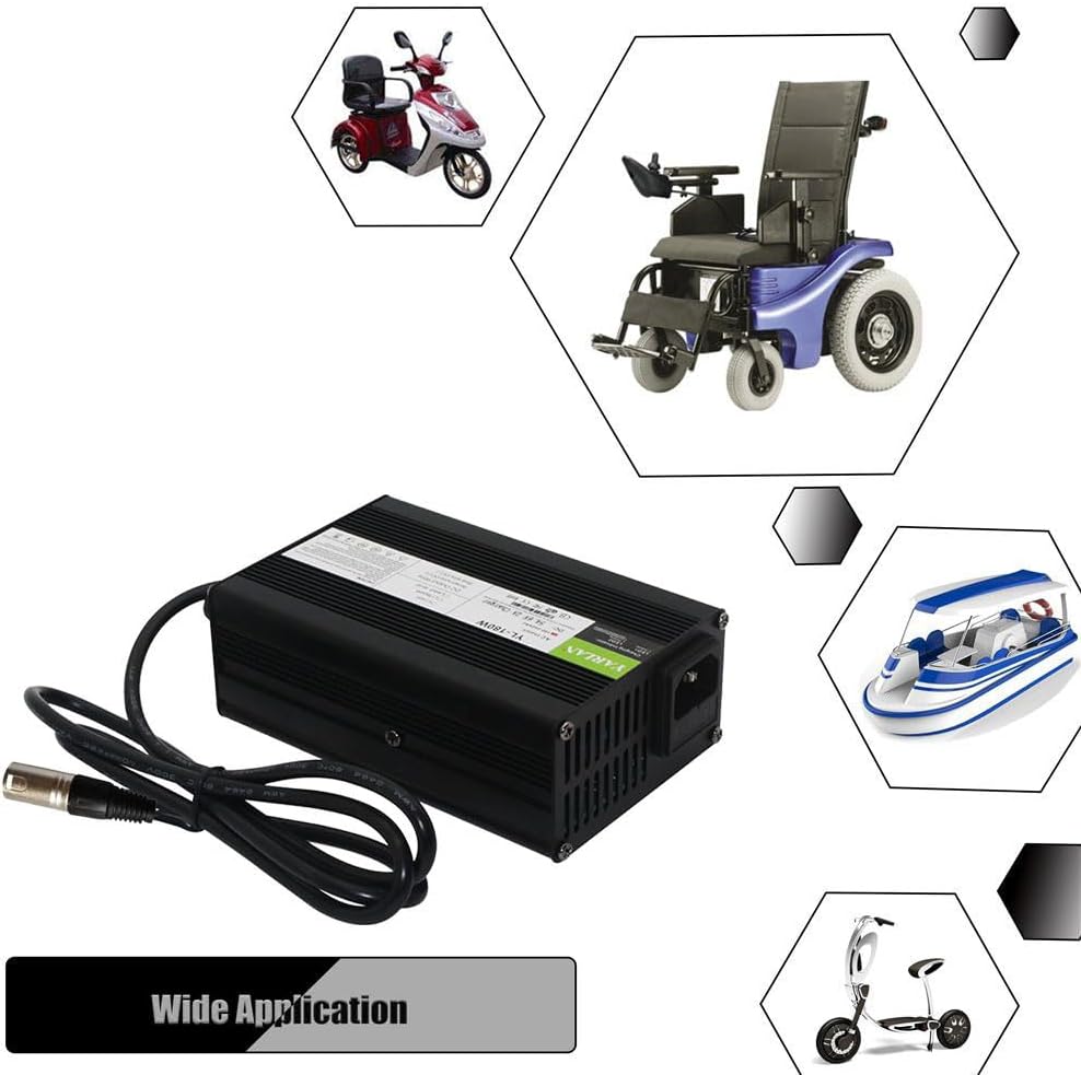 Cargador de batería de 24 V Cargador inteligente automático 5A cargador de goteo e interruptor de ES Conector XLR de 3 pines adecuado para cargar
