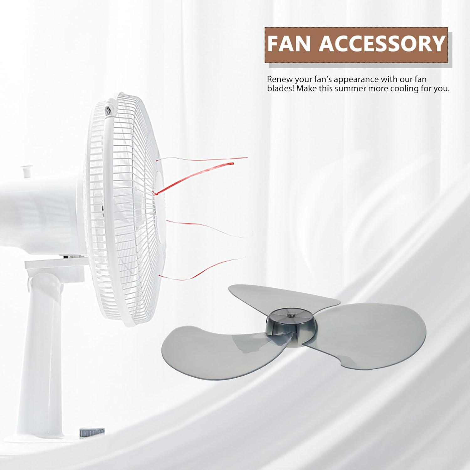 Uonlytech Hoja de ventilador de plástico hojas pieza de repuesto de cuchillas de ventilador de plástico, 3 hojas con cubierta de tuerca, pedestal de
