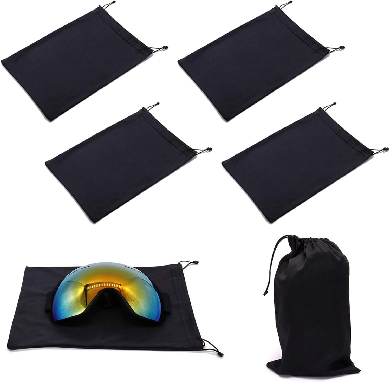Seaponer Bolsa protectora para gafas de esquí, bolsas de protección para gafas de nieve, máscara de esquí, funda protectora de microfibra suave, 4