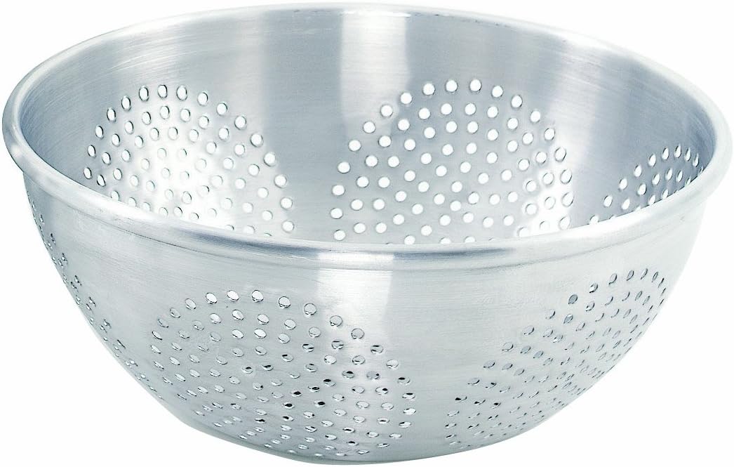 Crestware Colador de aluminio chino de 12 cuartos de galón, grande, plateado