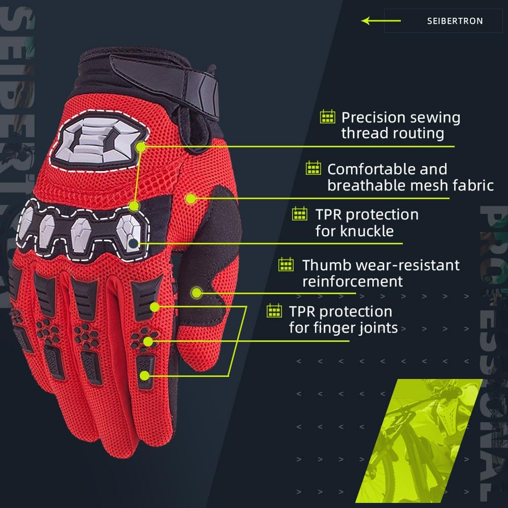 Seibertron Dirtpaw – Guantes unisex para bicicleta BMX MX ATV MTB guantes para bicicleta de montaña, ciclismo, todoterrenoDirt Bike, guantes de