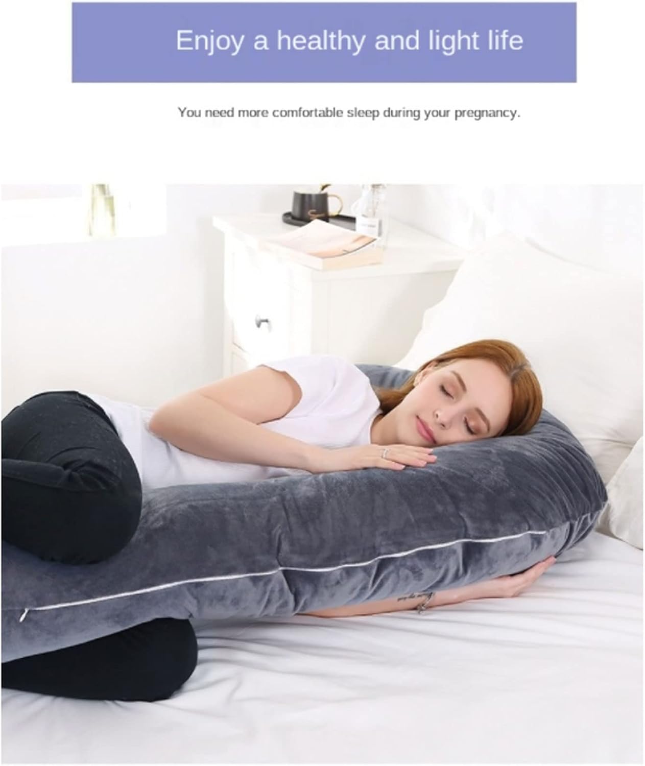 Pregnancy Pillows C-Shape Full Body Pillow and Maternity Support with Velour Cover Support for Back HIPS Legs Belly a Must Have for Pregnant Women