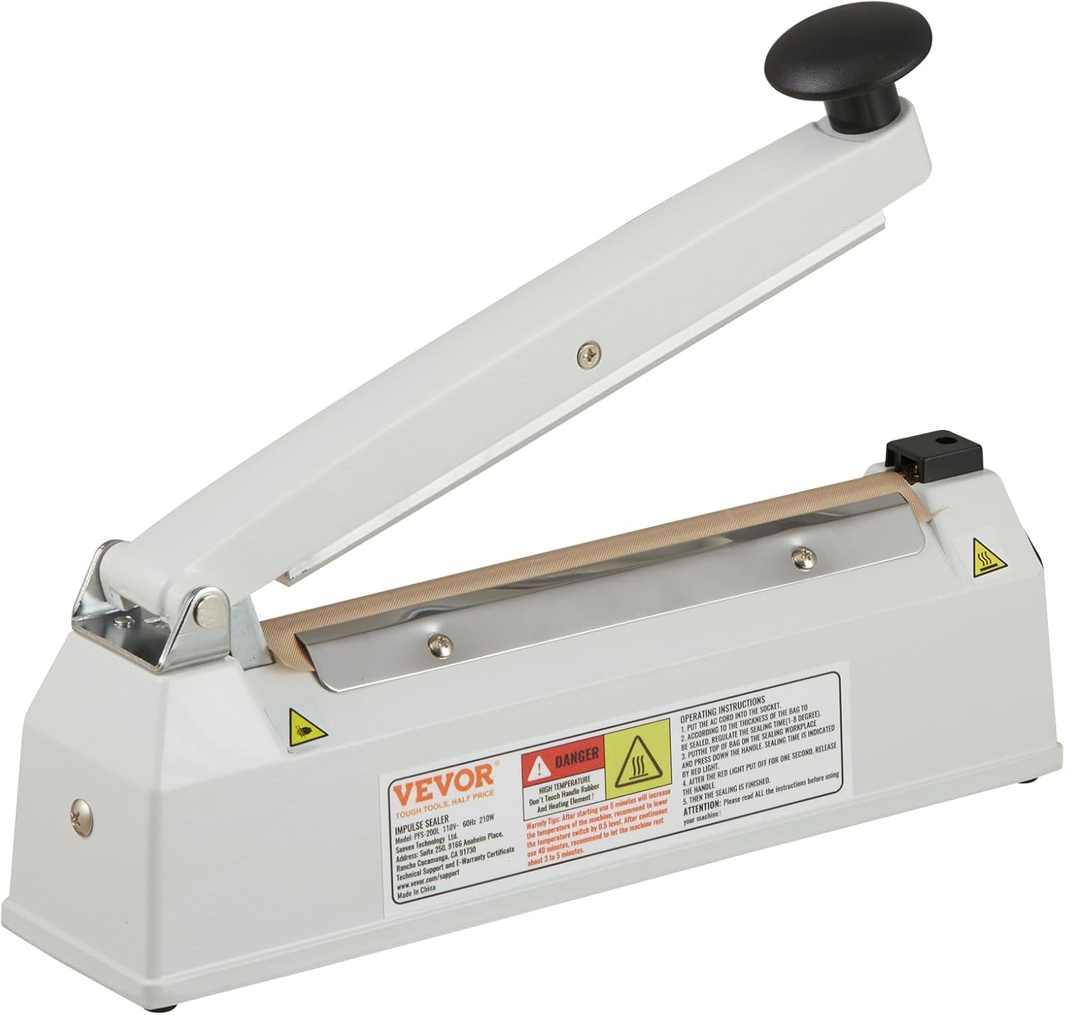 VEVOR Sellador de impulso de 8 pulgadas, máquina de sellado térmico manual con modo de calefacción ajustable, selladores de bolsas retráctiles de