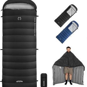 ATEPA Saco de dormir ligero de plumón de 0 grados para adultos, mochila de momia, ultraligero, impermeable, compacto, para todo tipo de clima frío, ATEPA Saco de dormir ligero de plumón de 0 grados para adultos, mochila de momia, ultraligero, impermeable, compacto, para todo tipo de clima frío,