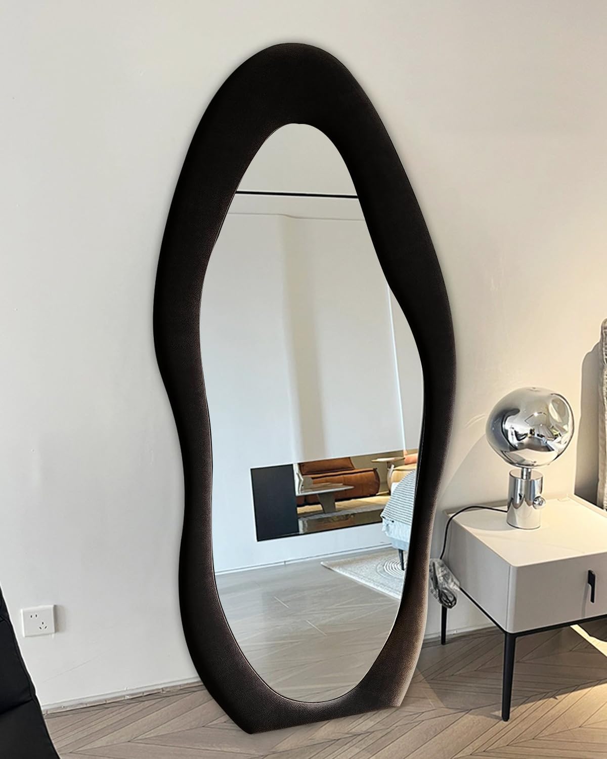 DYNWELL Espejo de longitud completa, espejo de suelo con soporte, espejo de piso para bebé, espejo de pared de longitud completa, espejo de pie de