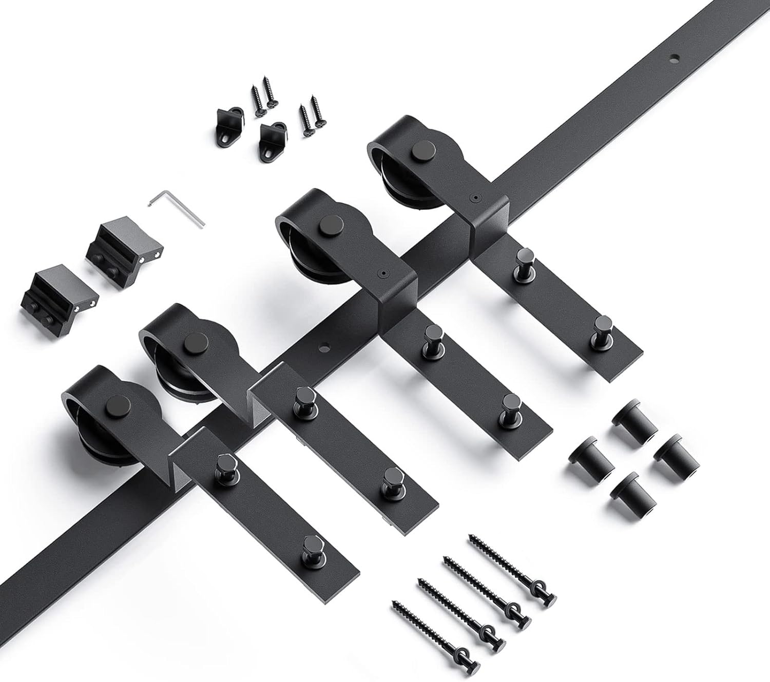 EaseLife – Kit de herrajes para puerta de granero corredera doble, riel único