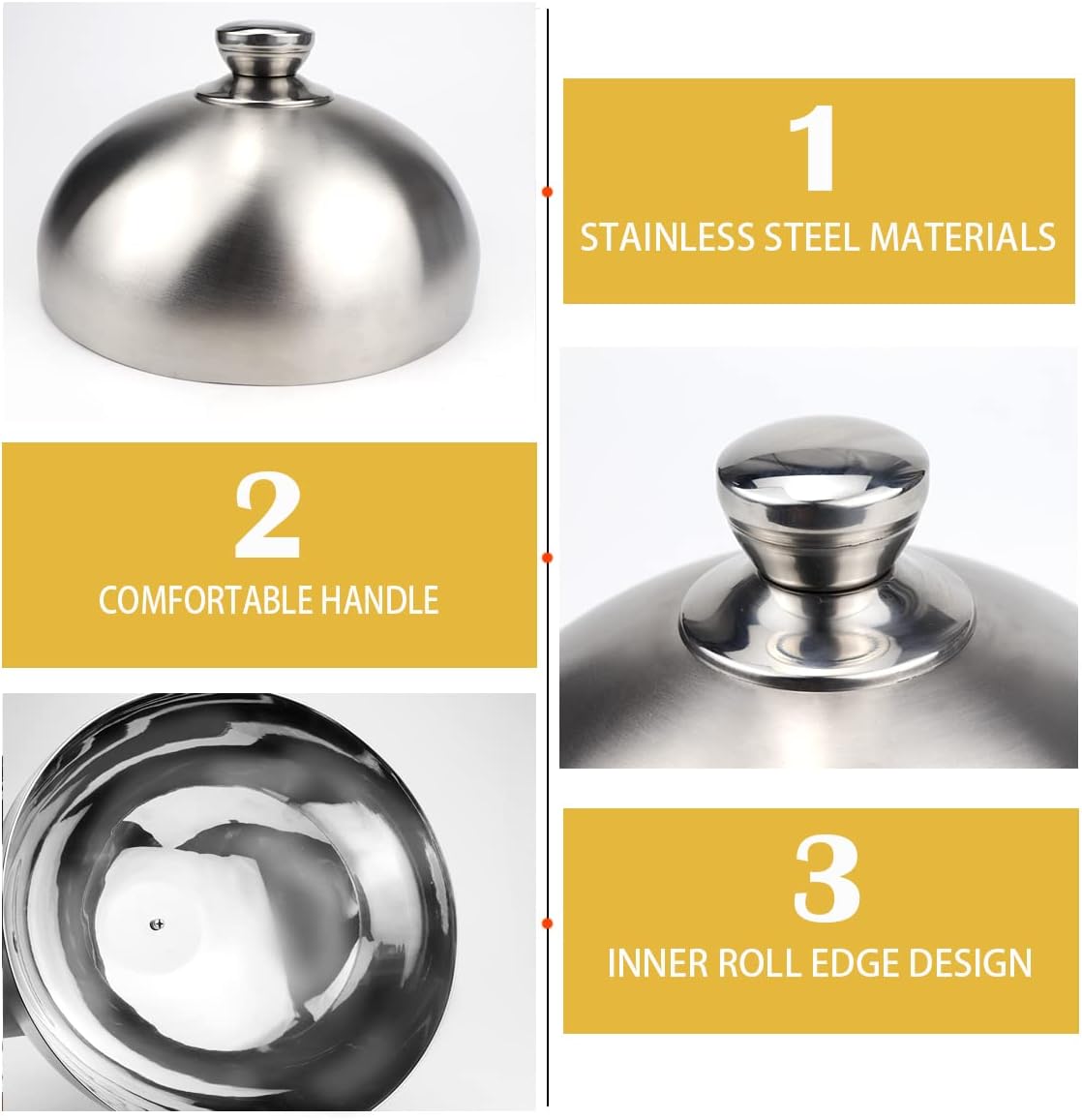 LNQ LUNIQI Cubierta de acero inoxidable para platos de alimentos, cubierta de placa de cúpula para carne, cubierta de placa de alimentos para el