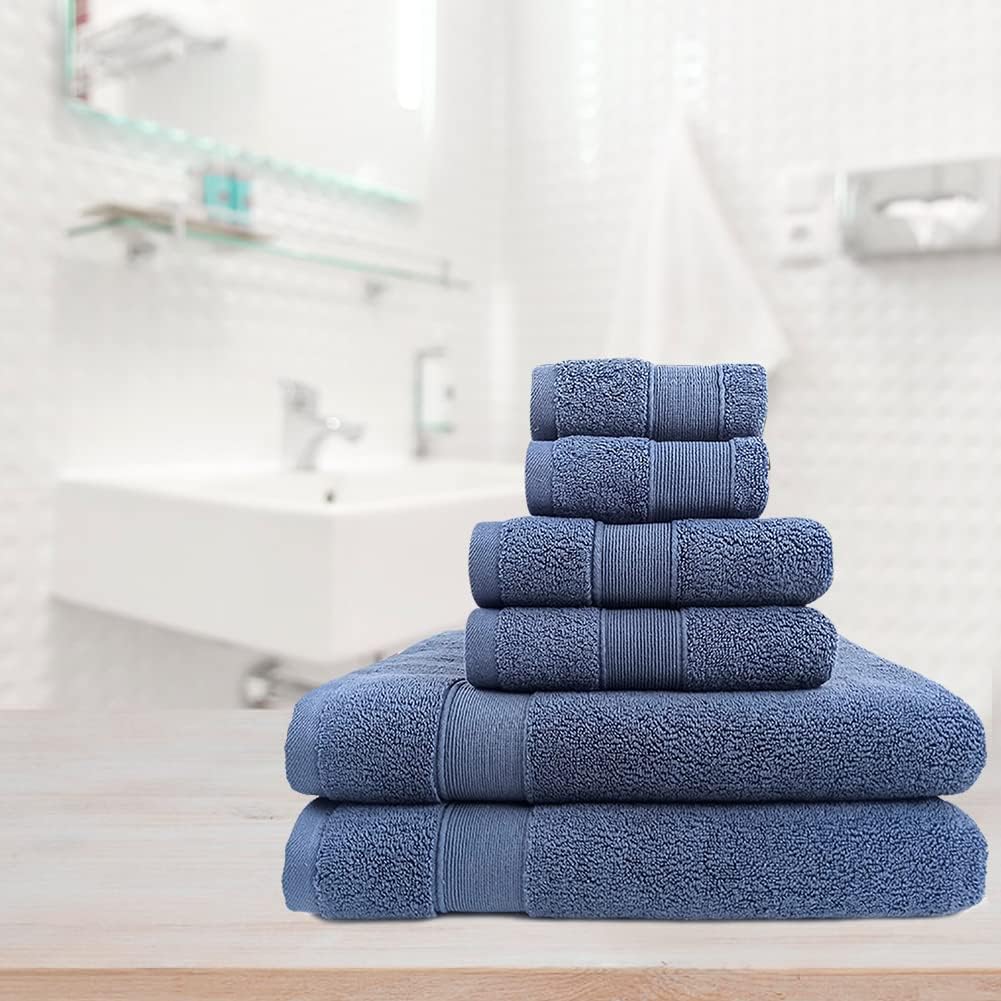 Juego de 6 toallas de baño para baño, juego de toallas de algodón suaves y cómodas, altamente absorbentes, 2 toallas de baño, 2 toallas de mano, 2
