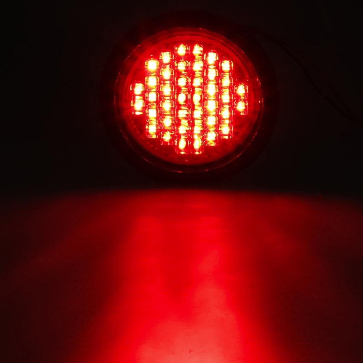 Partsam 2 luces selladas redondas de 4 pulgadas superbrillantes, 40 diodos LED, luces selladas, montaje rojo, montaje de goma para camiones,