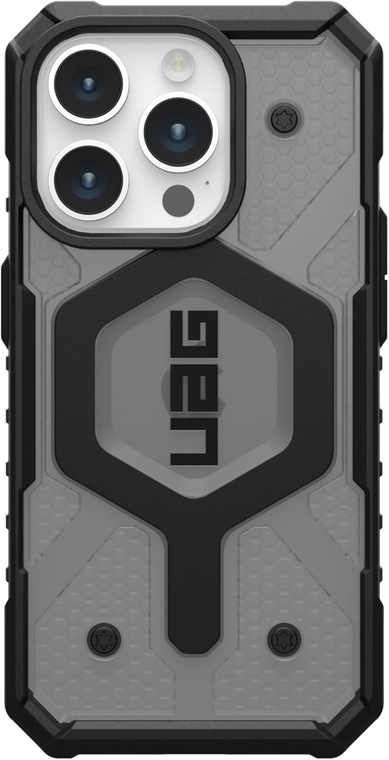 URBAN ARMOR GEAR UAG – Funda compatible con iPhone 15 Pro de 6.1 pulgadas, Pathfinder transparente cenizanegro, imán integrado compatible con carga
