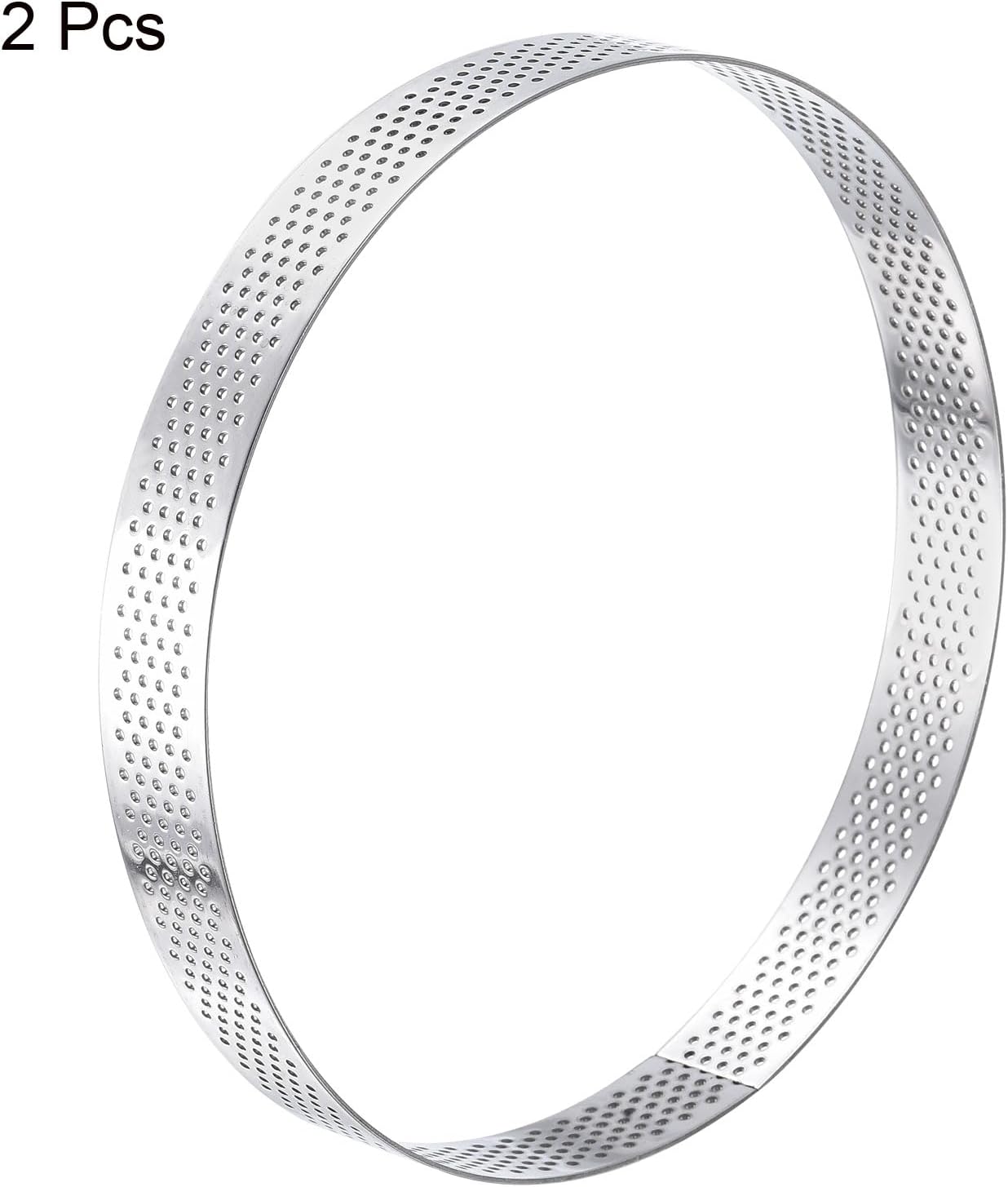 uxcell 2 anillos de acero inoxidable para hornear, anillo perforado de mousse para hornear, resistente al calor, 5.9 pulgadas de diámetro, 0.8