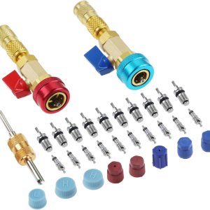 R134A – Juego de herramientas instaladoras de extracción rápida, kit de herramientas de extracción de núcleo de válvula de alta presión para sistema R134A – Juego de herramientas instaladoras de extracción rápida, kit de herramientas de extracción de núcleo de válvula de alta presión para sistema