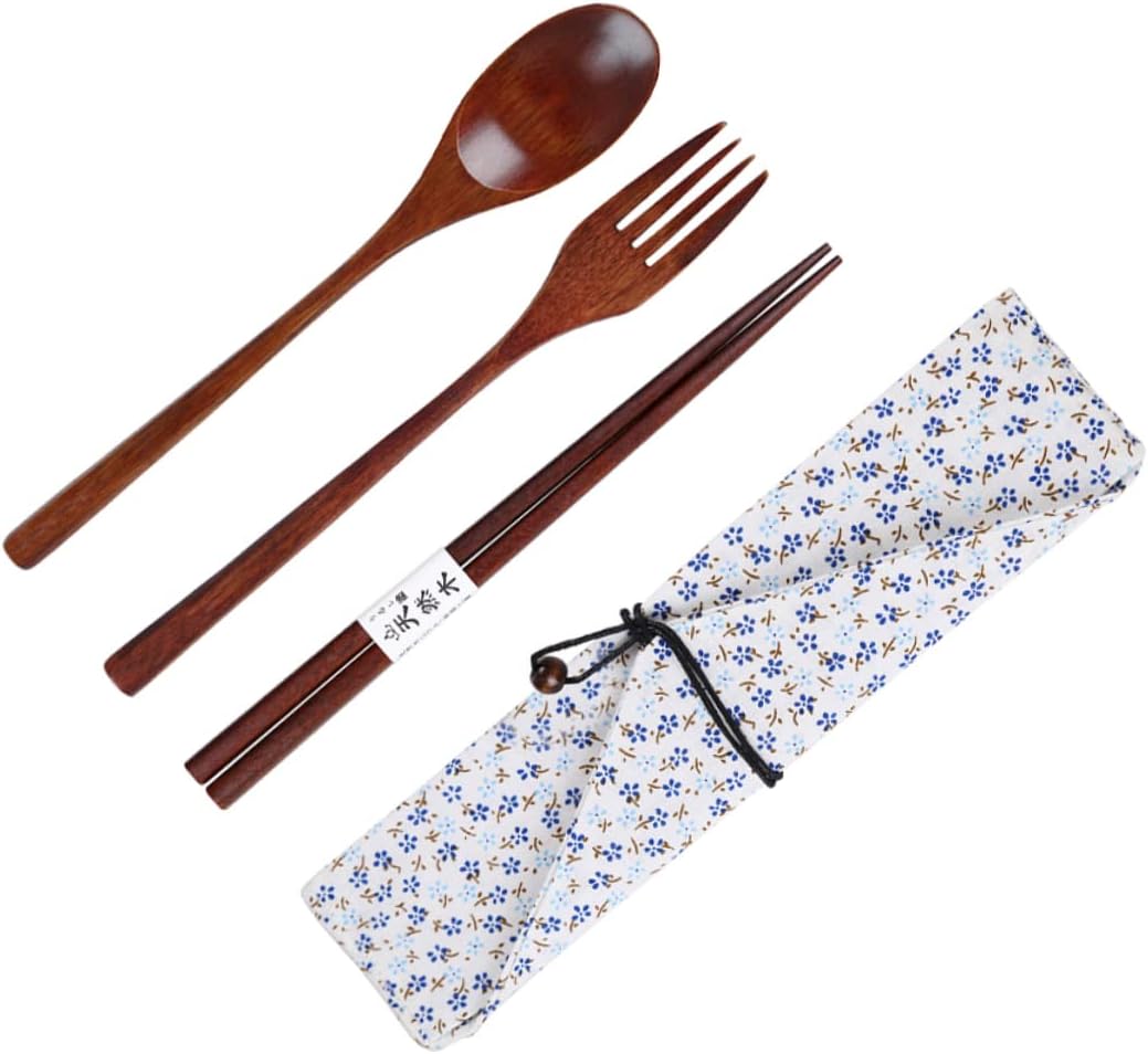 Juego de utensilios coreanos de tres piezas, vajilla de camping, utensilios para niños, kit de cubiertos de viaje, juego de cubiertos japoneses, kit