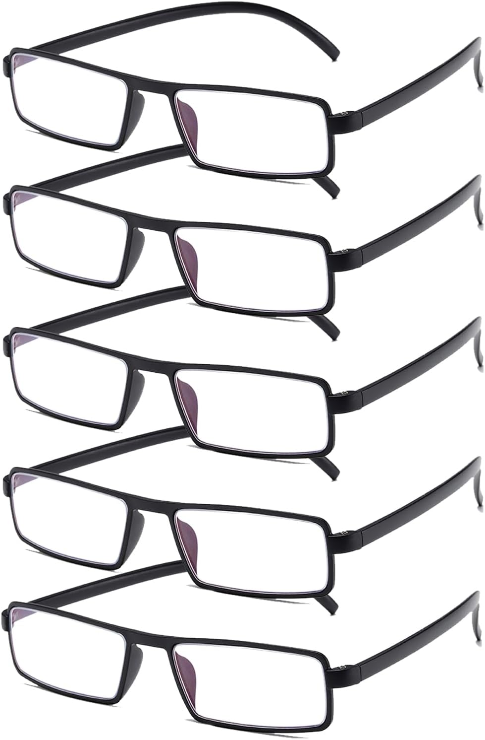 Hubeye Paquete de 5 lentes de lectura TR90 ligeros para hombres y mujeres, bloqueo de luz azul, lectores de computadora, 1.00