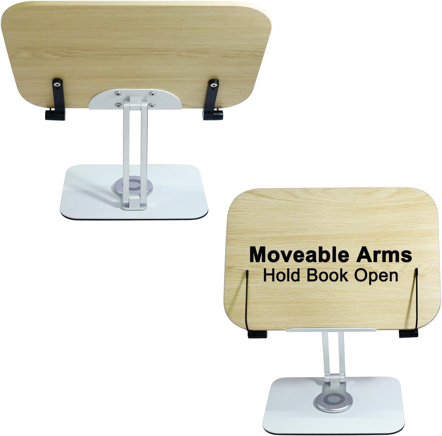 DCHAV Soporte de escritorio plegable para libros de cocina, soporte ajustable para partituras con base giratoria de 360 grados, clip de página de
