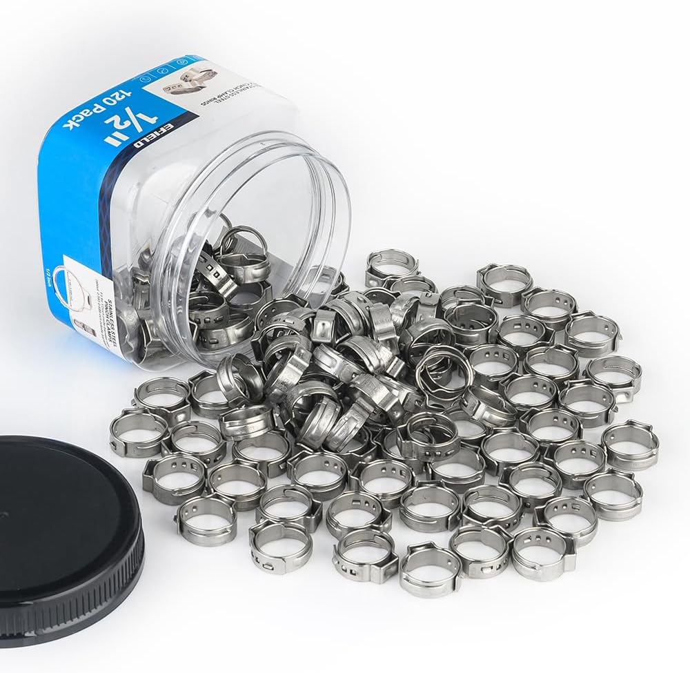 EFIELD – Paquete de 120 anillos de abrazadera de acero inoxidable de 12 pulgada para tubos Pex