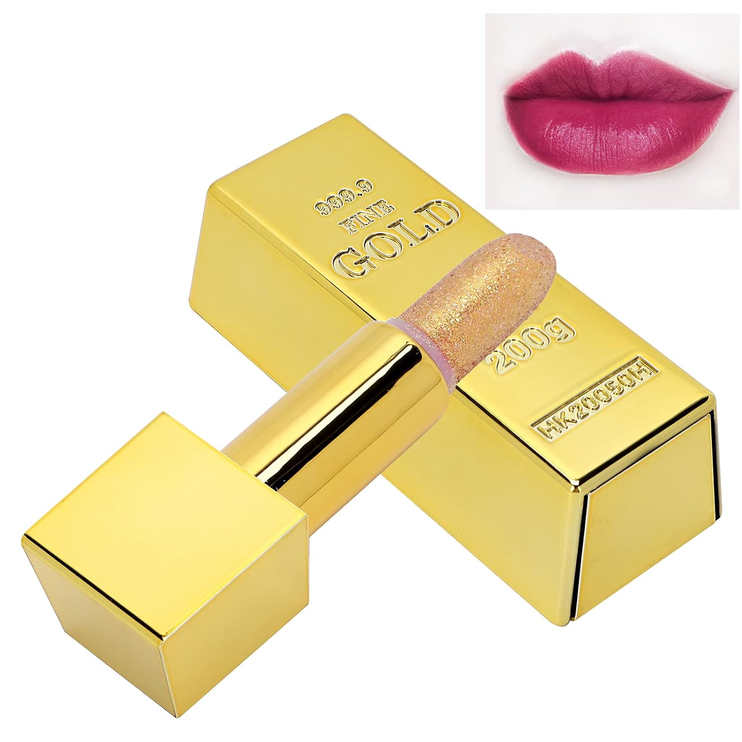 Barra de labios Gold Bar de 0.12 oz, de larga duración, hidratante y suave maquillaje de labios cosméticos (lápiz labial dorado 1 # edición