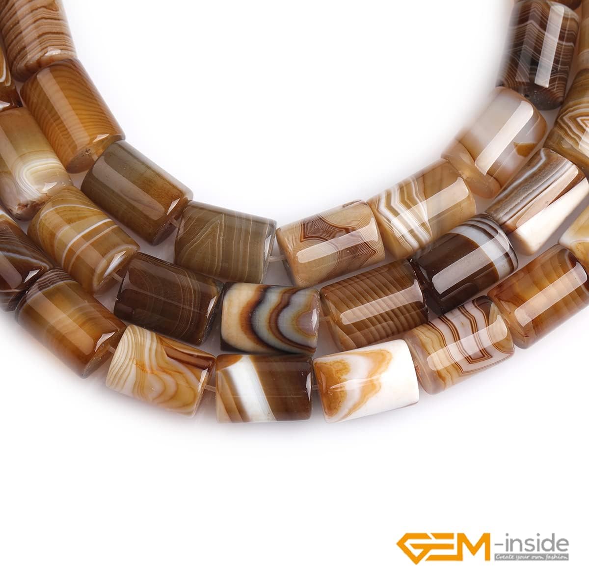 GEM-Inside – Cuentas de ágata de ónix de Botswana marrón natural de 0.394 x 0.551in para hacer joyas, suministros de manualidades hechos a mano de