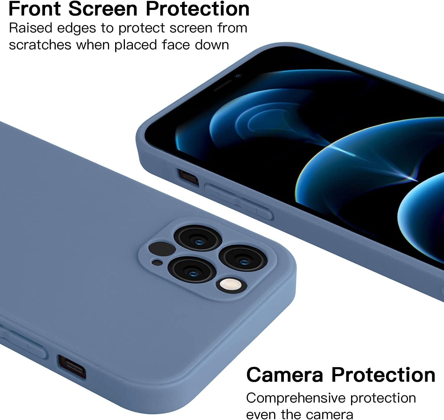 Funda compatible con iPhone 14 Pro con protección de cámara mejorada, funda de silicona mate para teléfono, a prueba de golpes, delgada, cubierta