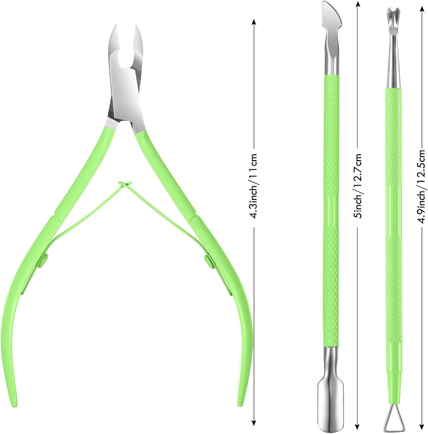 XUNXMAS – Cortador de cutículas con empujador de cutículas, cortador de cutículas, tijeras y empujador de cutículas triangulares, raspador pelador