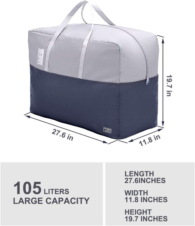 Bolsas de almacenamiento de ropa de 105 l para ropa, 2 bolsas de almacenamiento de edredón de plumón para mantas y edredones, ropa de cama, suéter,