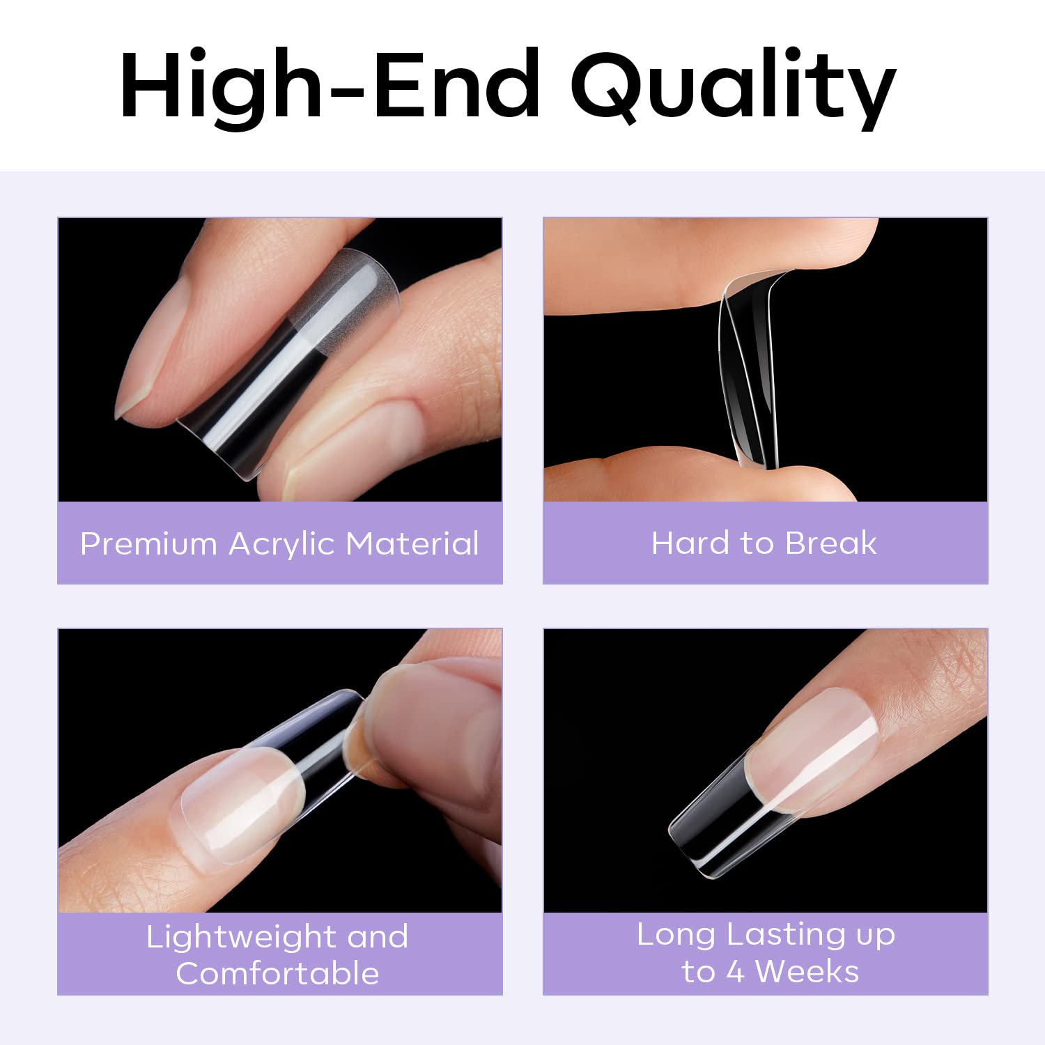 Modelones Puntas de uñas cuadradas medianas  500 piezas preformadas medio mate de cobertura completa uñas postizas kit de uñas acrílicas uñas a
