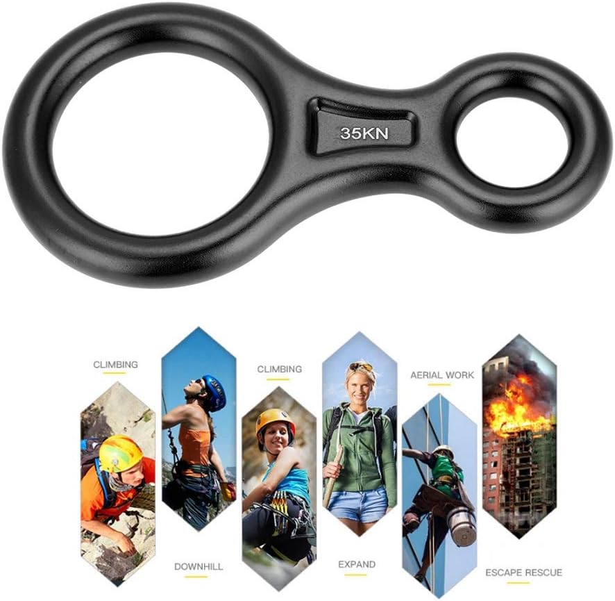 Tbest Terminal 8 Descender, 35KN Heavy Duty Climb Aluminum Figure 8 Descender Rigging Plate, Equipo de rescate para escalada en roca de Rappel al