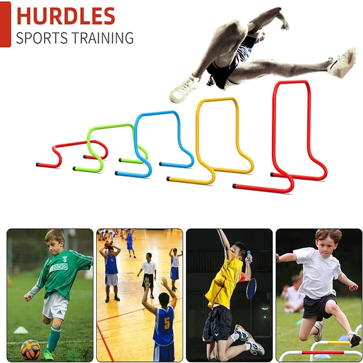 Lippbest Huellas de entrenamiento de velocidad, paquete de 6 obstáculos de entrenamiento de agilidad, equipo de práctica deportiva para atletas,
