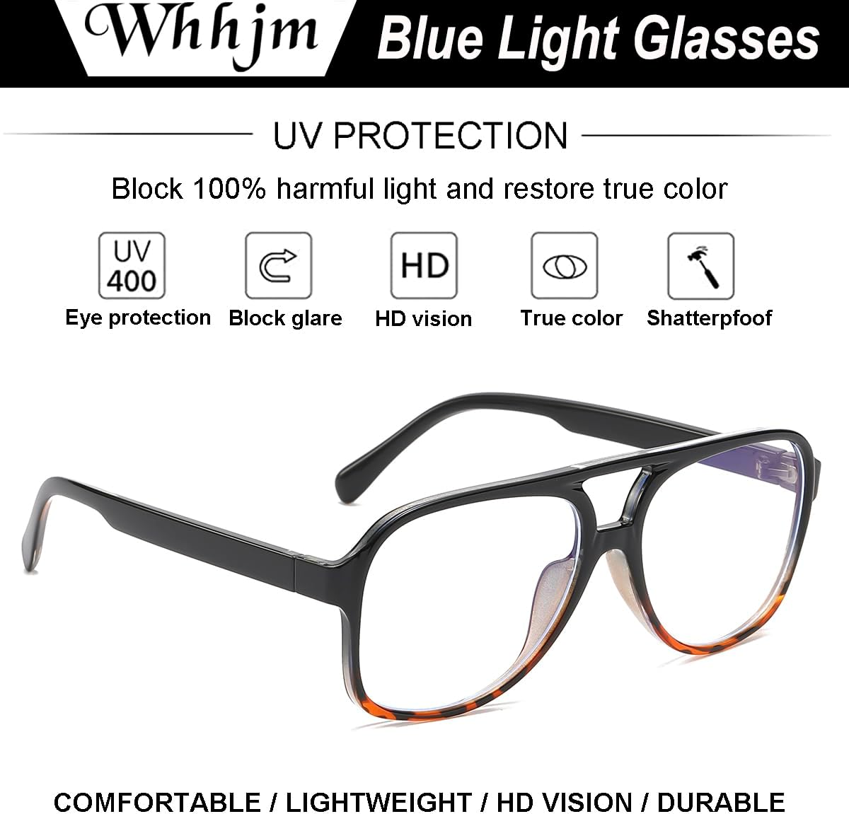 Lentes de bloqueo de luz azul de aviador para mujeres y hombres, lentes retro de los años 70 con marco de aviador sin receta