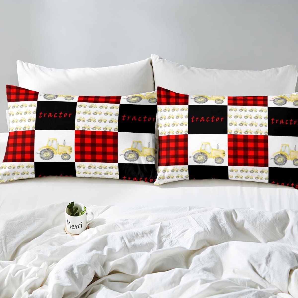 Erosebridal Juego de edredón de tractor tamaño King, juego de edredón de camión para niños, decoración de dormitorio, juego de ropa de cama