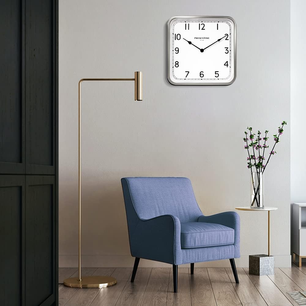 Presentime & Co. Reloj cuadrado moderno Anton de 16 pulgadas, silencioso, sin tictac, arte de pared y reloj para decoración del hogardecoración de