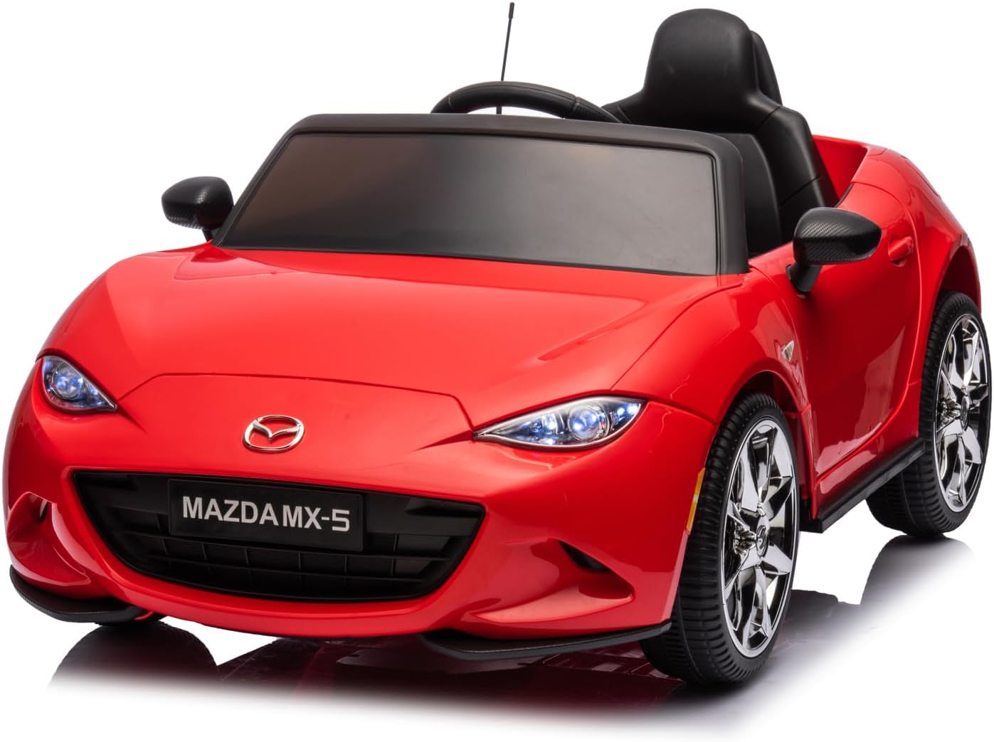 Vehículo eléctrico Mazda MX-5 de 12 V, con licencia para niños, con control remoto para padres, luces, música, juguetes de 4 ruedas (rojo)