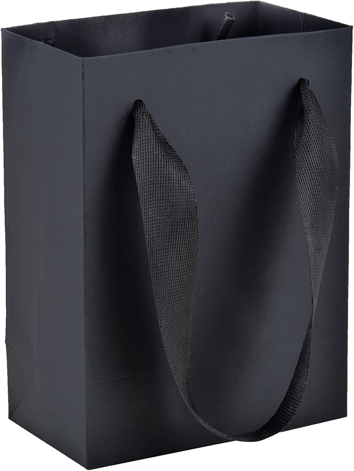 HUAPRINT Bolsas de papel negras, bolsas de regalo negras mate, pequeñas bolsas de compras con asas, paquete de 30 unidades de 4.5 x 2.5 x 6