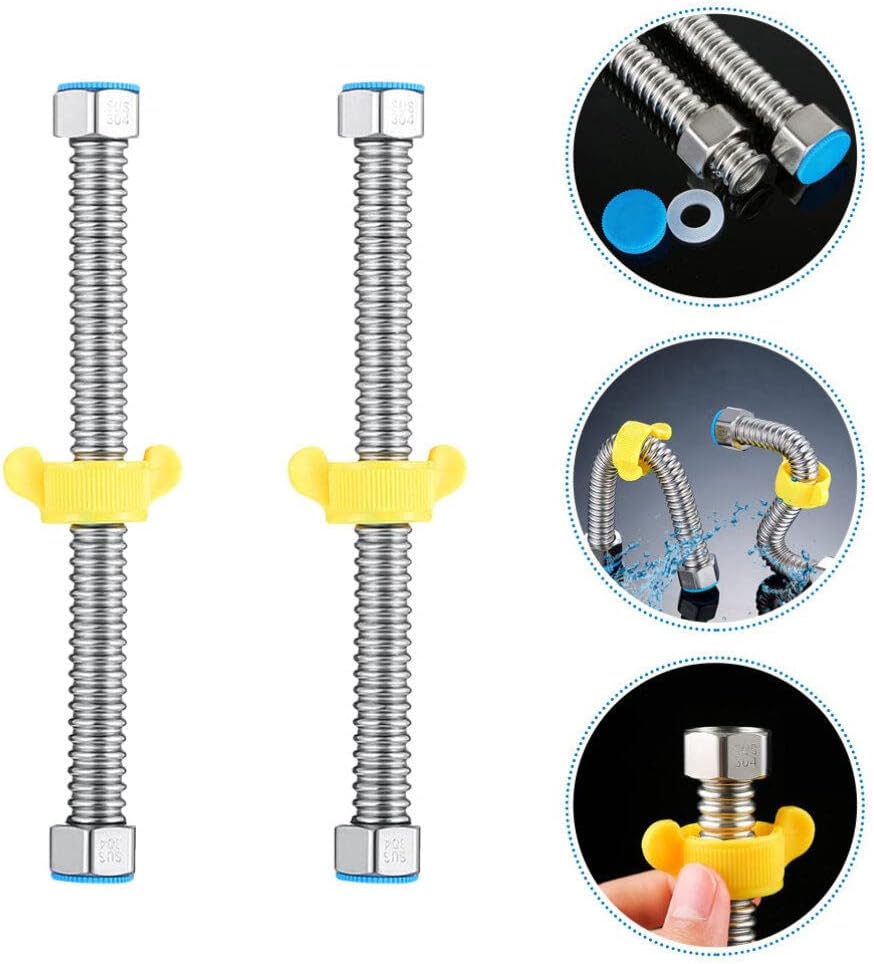 OSALADI 2 unids acero inoxidable corrugado calentador de agua conector manguera de agua flexible línea de suministro de tubería de agua 12 pulgada