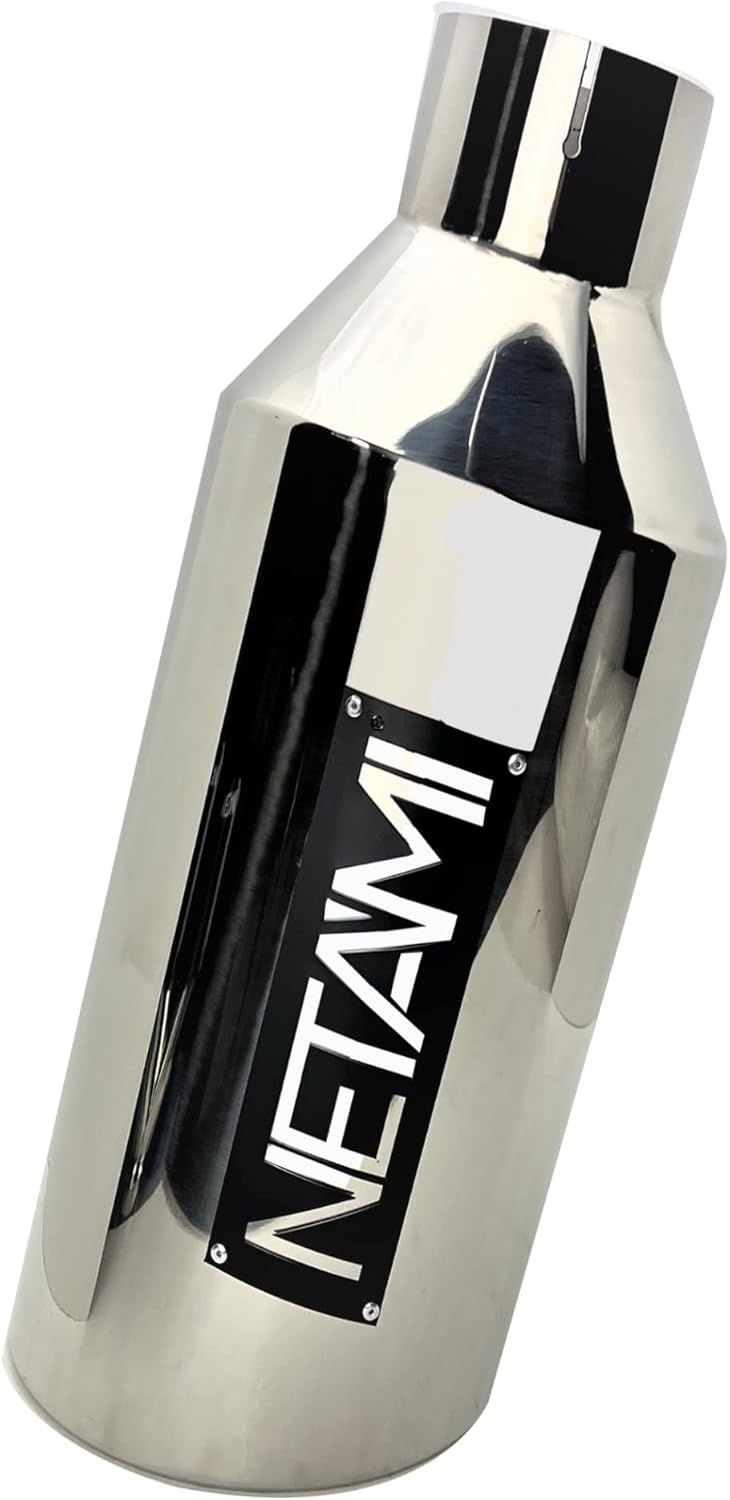 NETAMI Punta de escape de 2.5″ a 4″ Abrazadera de pulido de cromo con borde enrollado de acero inoxidable
