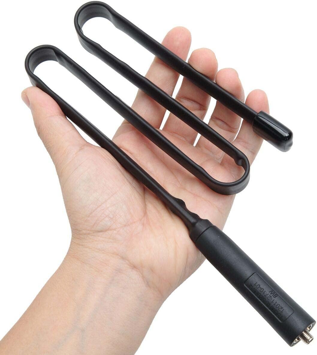 Abbree SMA – Antena de banda dual hembra VHFUHF 144430 MHz antena de látigo suave de alta ganancia para radio bidireccional Baofeng UV-5R UV-82.