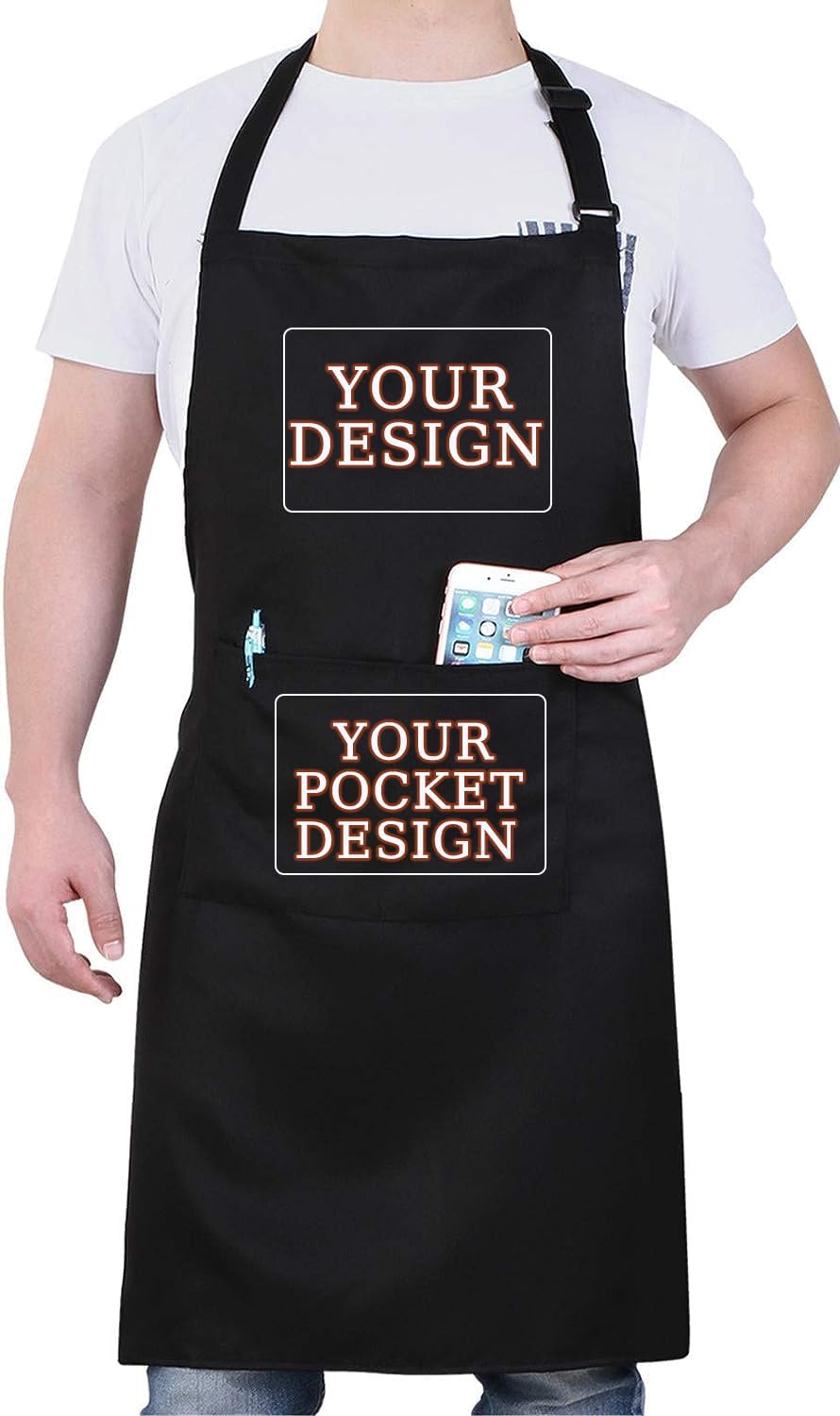 BeautyWill Delantal personalizado con foto Diseño personalizado Nombre Texto Imagen Delantal de Chef Delantal de cocina impermeable