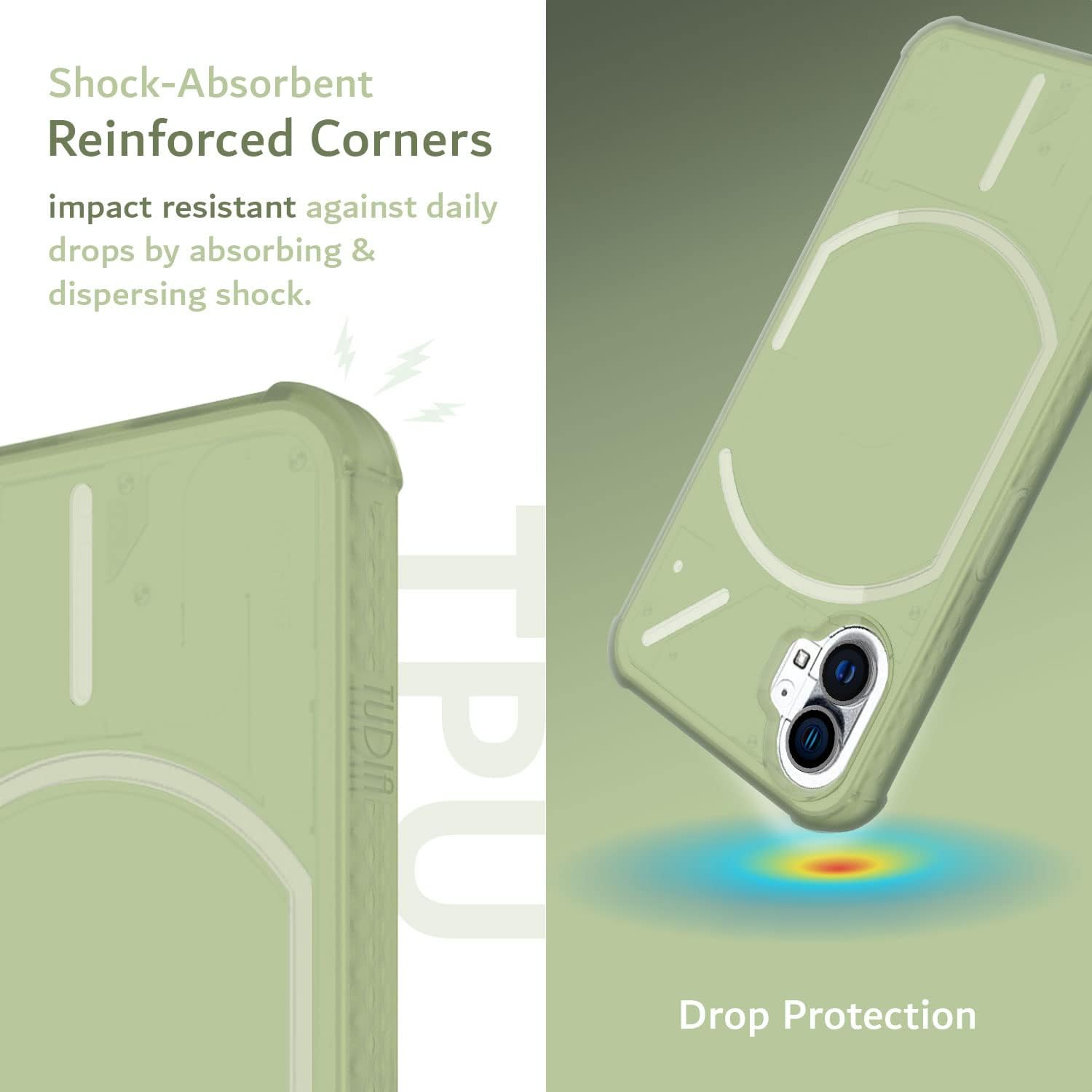 TUDIA SKN – Funda para teléfono (1) de ajuste resistente, a prueba de golpes, anti-amarilleamiento, agarre delgado, poliuretano termoplástico