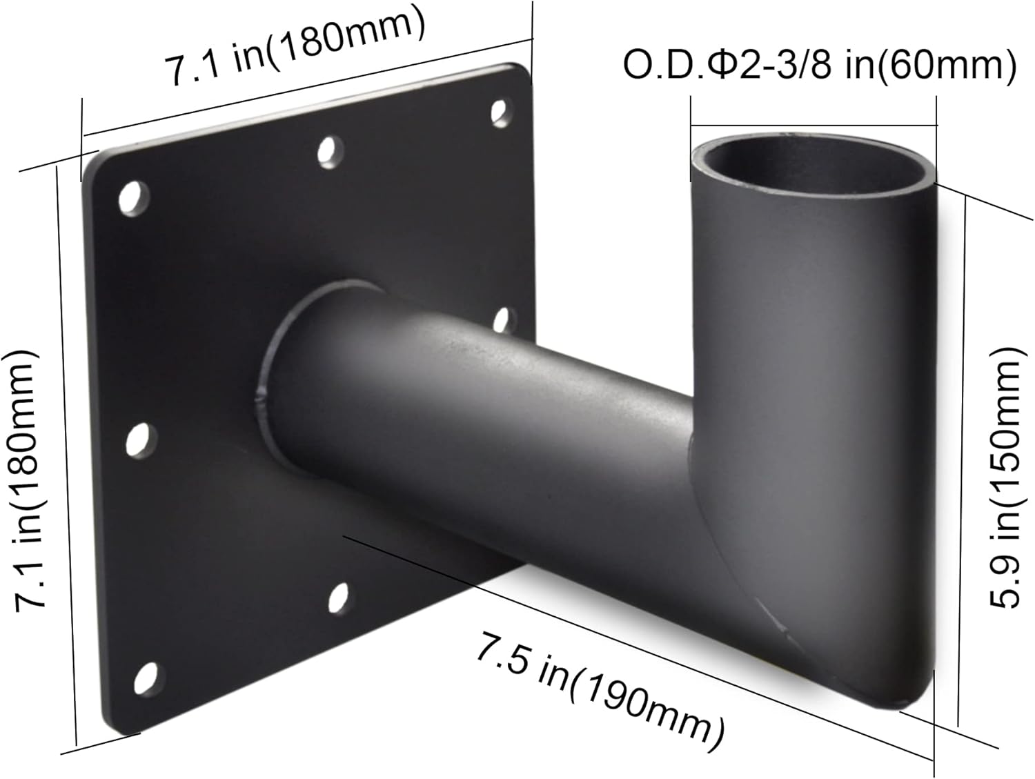 Soporte de montaje en pared de 90 grados para montaje de lámpara, montaje de brazo negro de montaje en pared resistente, soporte en forma de L de