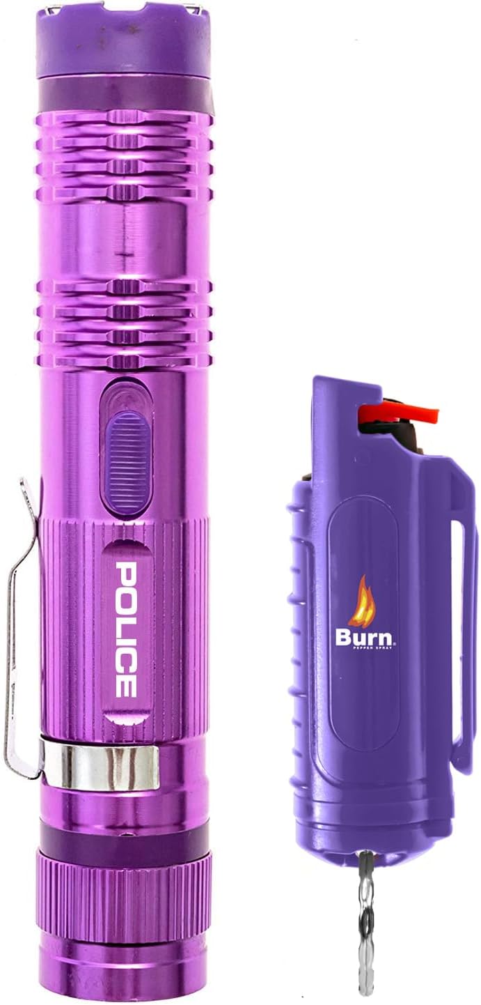 Police Stun Gun Burn Pepper Spray Combo – M12 Morado