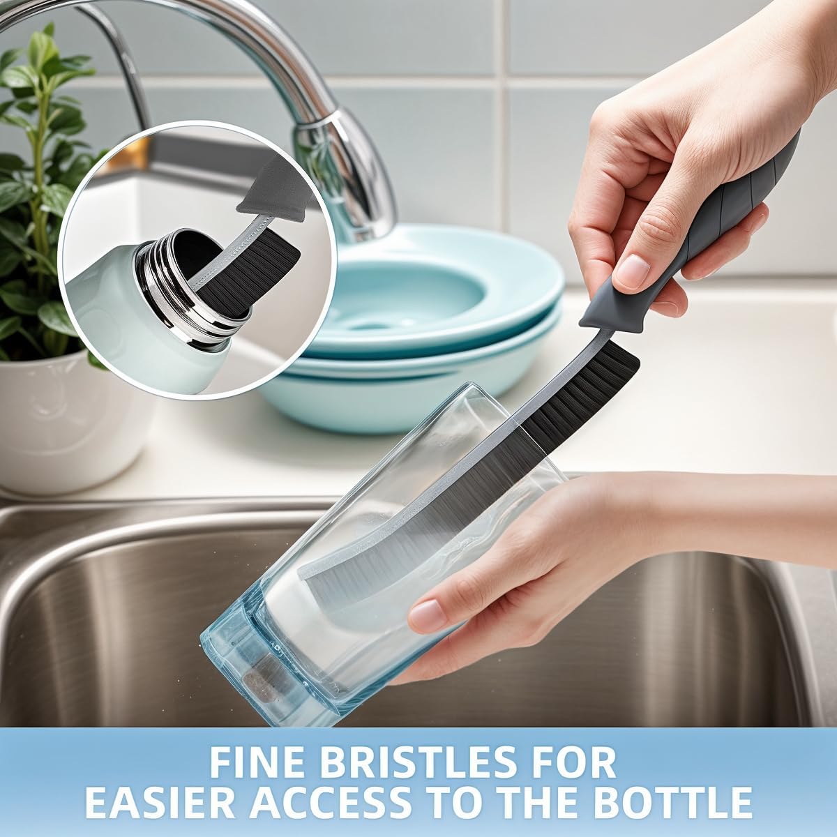 Cepillo limpiador de botellas de agua, cepillo limpiador de tubos, cepillos de limpieza pequeños para espacios reducidos, cepillos de limpieza para