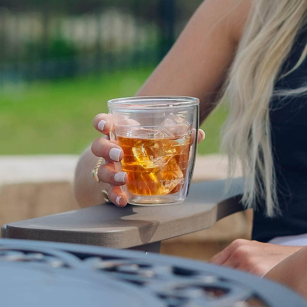 Tervis Vaso de mesa transparente y colorido de 12 onzas, hecho en Estados Unidos, doble pared, aislado, taza de viaje mantiene las bebidas frías y